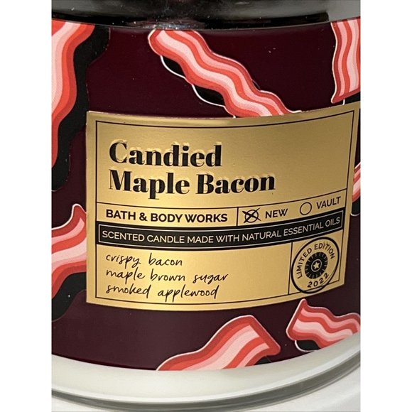 Bath & Body Works CANDIED MAPLE BACON Limited Edition Large 3-Wick Candle 2022 - Picture 3 of 16